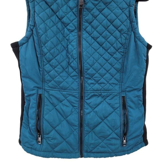 Andrew Marc Womens Teal Quilted Vest M Full-Zip Pockets Gorpcore Granola City - Picture 5 of 11